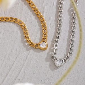 18 k Gold plated heart cubic zirconia necklace